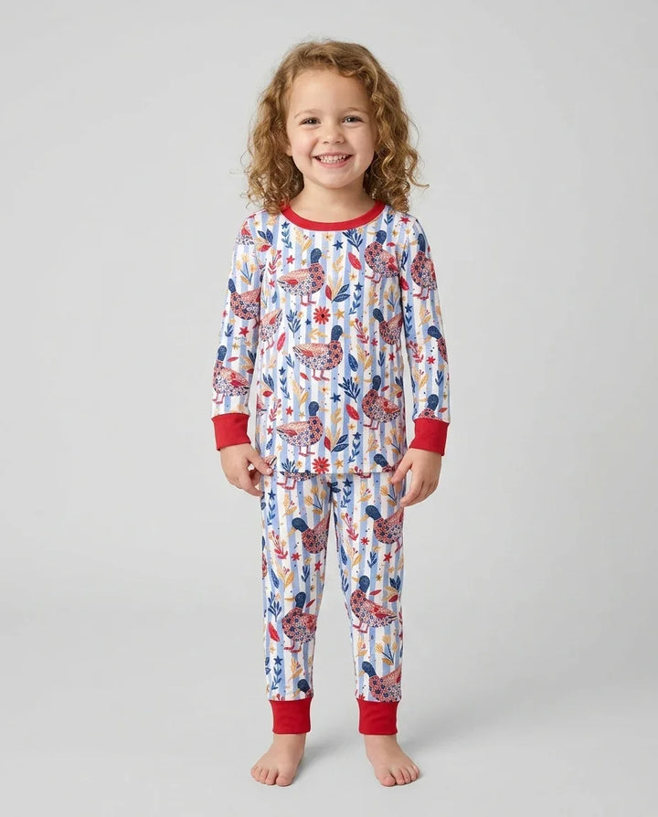 Zweiteiliges Langarm-Pyjama-Set mit Sommerfrüchten