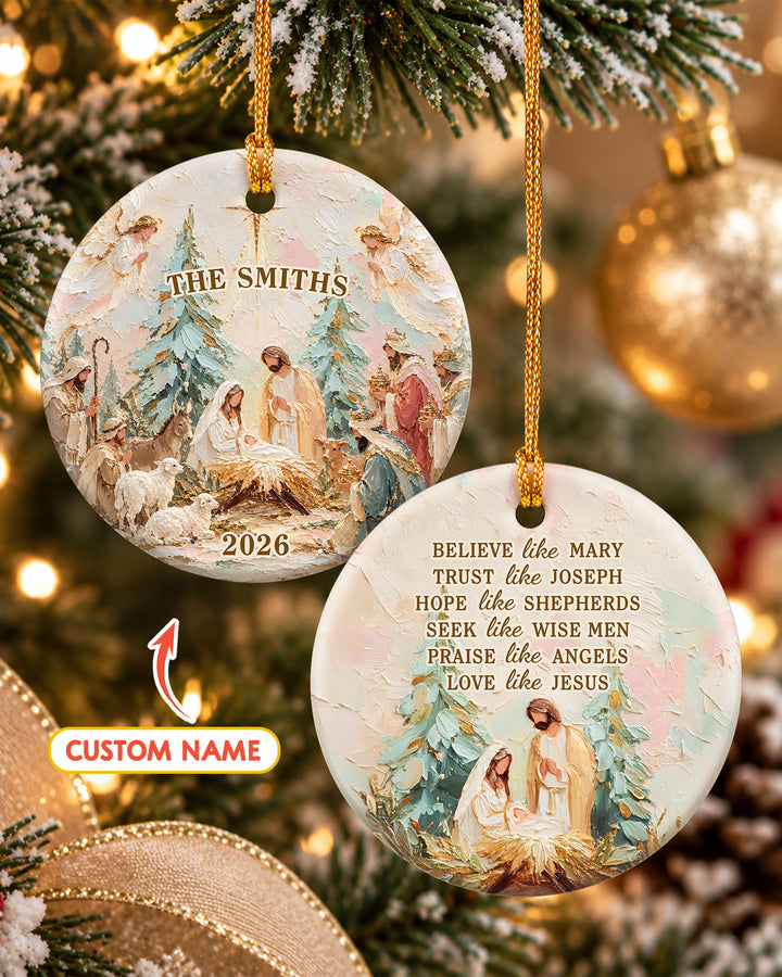 Bible Verse Holiday Family - Personalized Ceramic Ornament