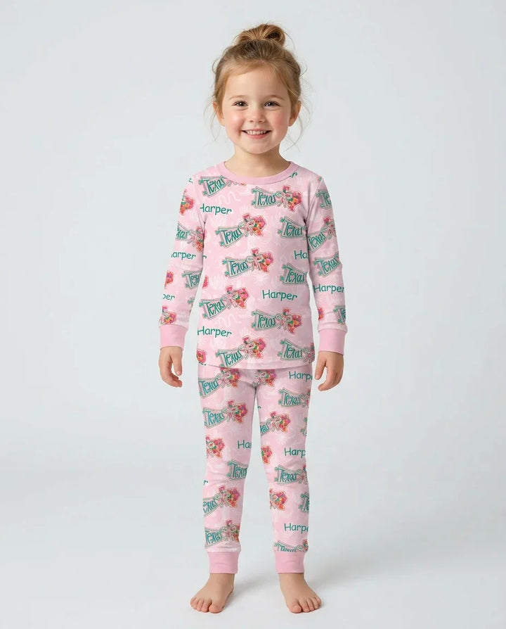 Zweiteiliges Langarm-Pyjama-Set mit Sommerfrüchten
