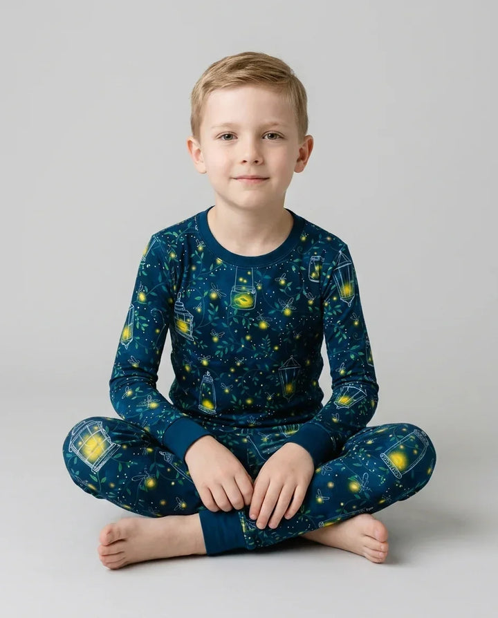Zweiteiliges Langarm-Pyjama-Set mit Sommerfrüchten