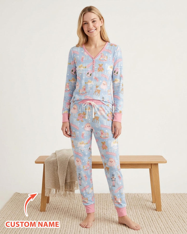 Custom Name Winter Wonderland Bamboo Women Pajama Set