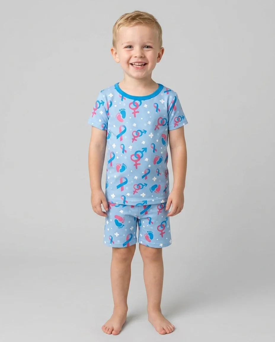 Template Zweiteiliges Pyjama-Set mit kurzen Ärmeln und Shorts