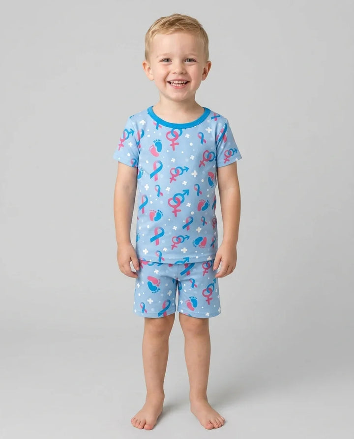 Template Zweiteiliges Pyjama-Set mit kurzen Ärmeln und Shorts