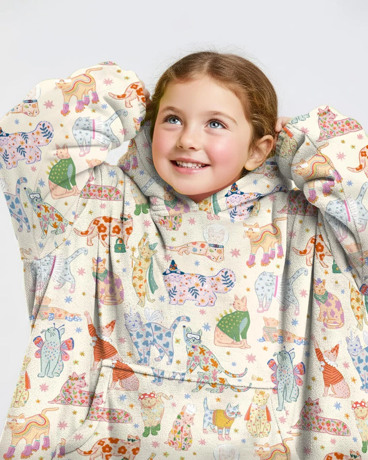 Verspielte Katzenparade Bambus-Decken-Hoodie