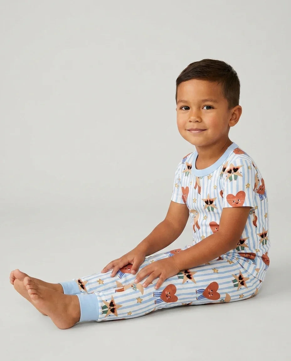 Zweiteiliges, kurzärmliges Pyjama-Set mit Marienkäfern