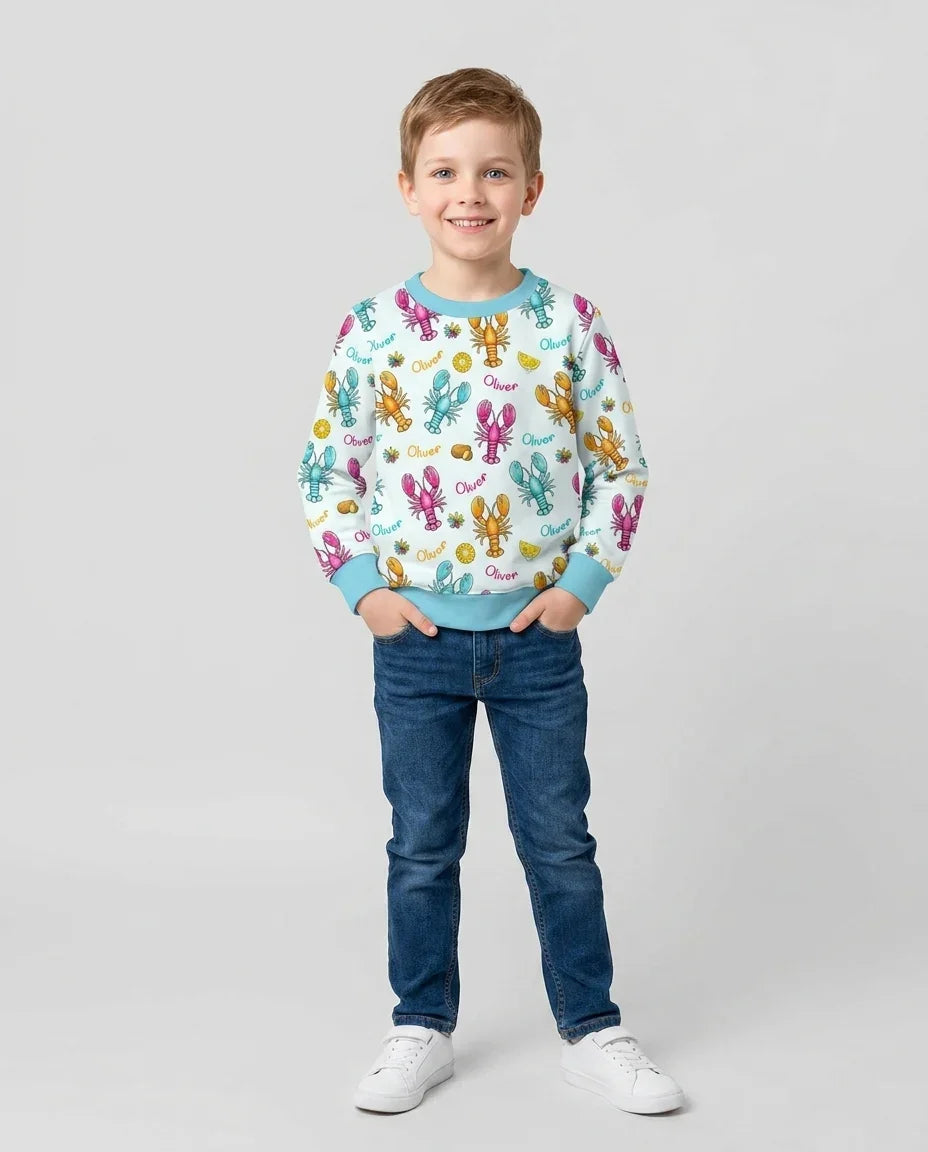 Personalisierter Name Krabben-Crew Bambus-Rundhals-Sweatshirt