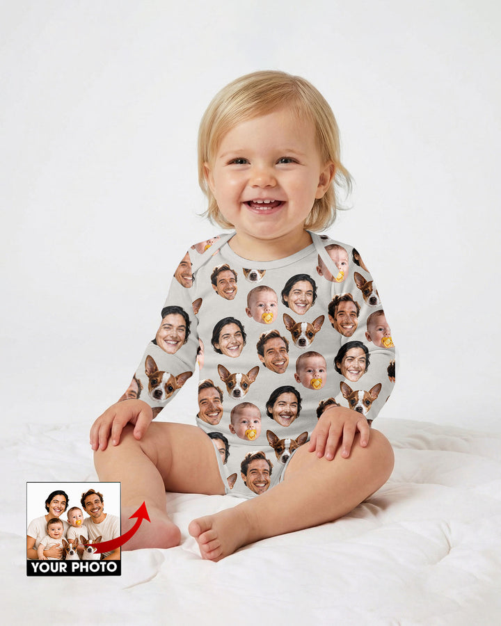 Personalized Face Baby Bodysuit, Families Faces Newborn Bodysuit
