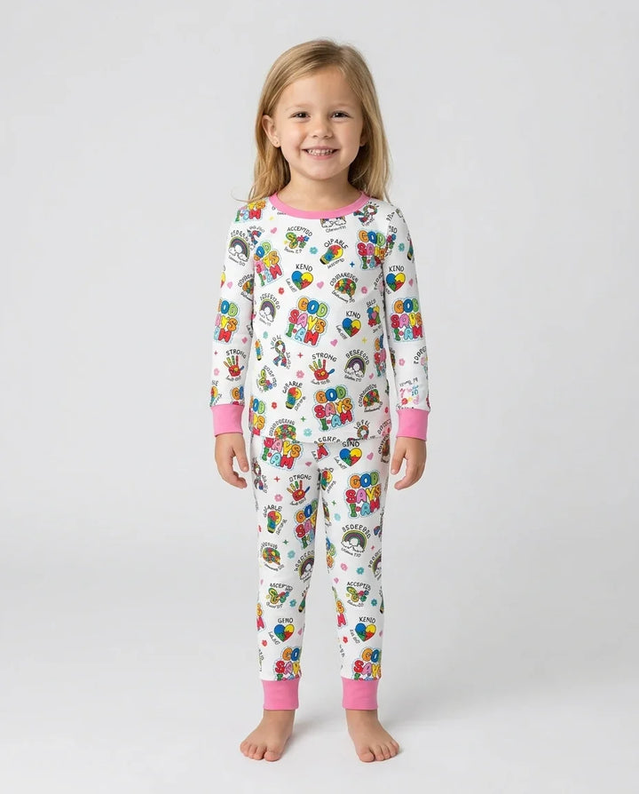 Zweiteiliges Langarm-Pyjama-Set mit Sommerfrüchten