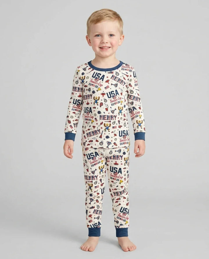 My First Soccer Cup 2026 Bamboo Two Piece Long Sleeve Pajama Set