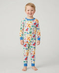 Rainbow Dino Friends Family Matching Bamboo Two Piece Long Sleeve Pajama Set