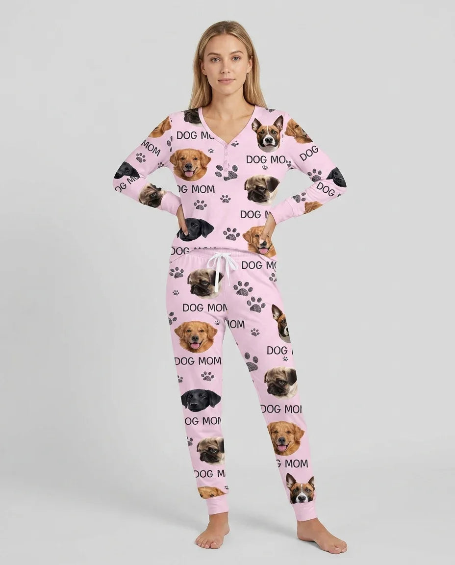 Pyjama-Set aus Bambus für Damen mit Foto und Pfote, für Hundeliebhaber