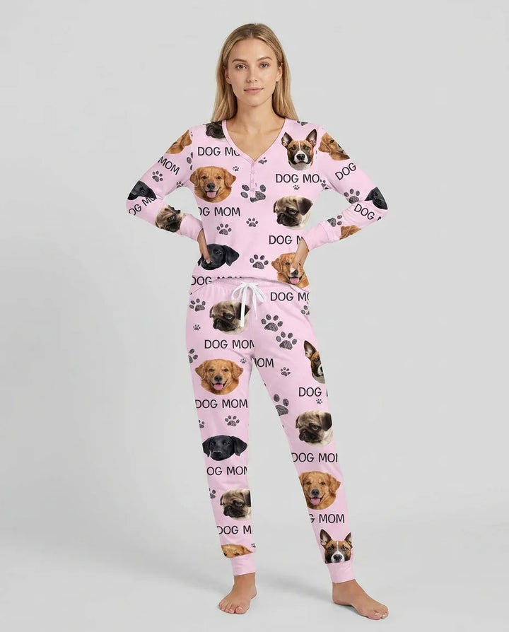 Pyjama-Set aus Bambus für Damen mit Foto und Pfote, für Hundeliebhaber