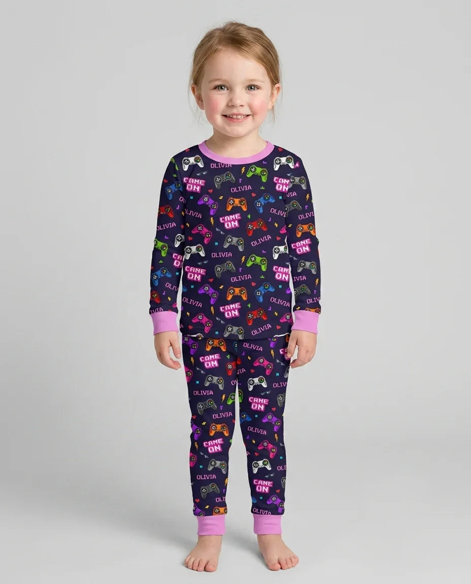 Zweiteiliges Langarm-Pyjama-Set mit Sommerfrüchten