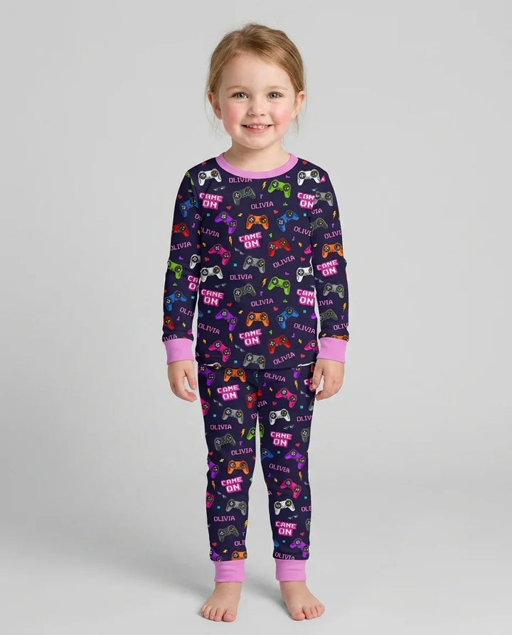 Zweiteiliges Langarm-Pyjama-Set mit Sommerfrüchten