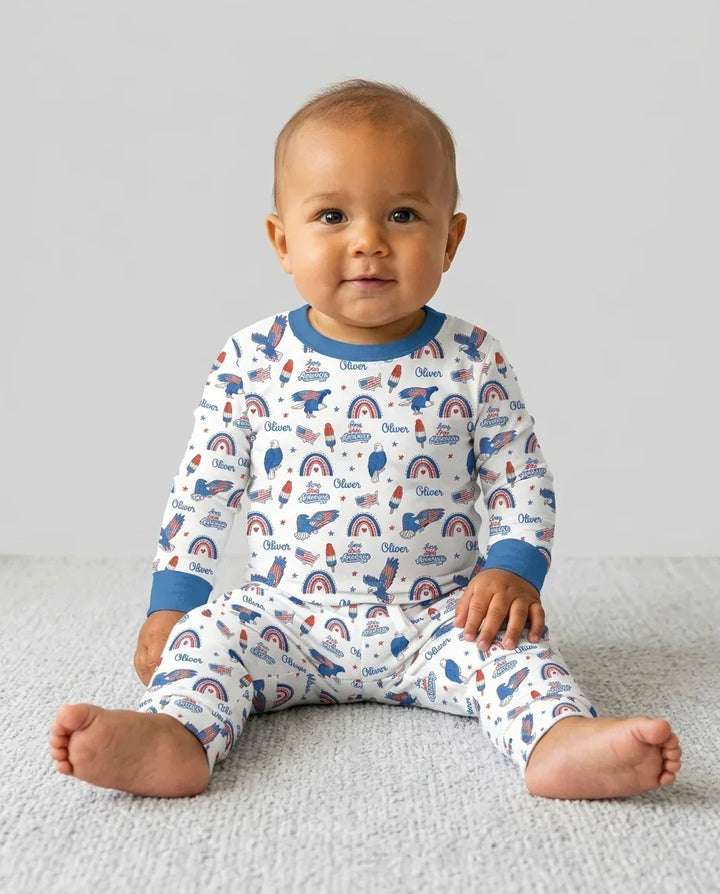 Zweiteiliges Langarm-Pyjama-Set mit Sommerfrüchten