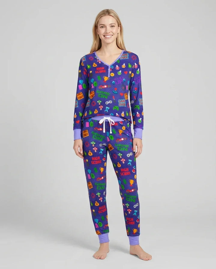 Gamer Mode On Familien-Partnerlook Bambus Damen Pyjama-Set