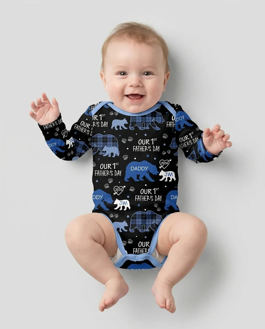 Our 1st Father's Day Daddy Bear & Me Matching Bamboo Bodysuit