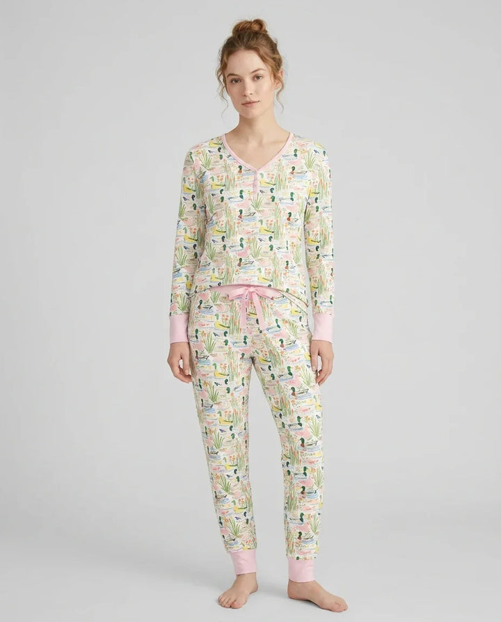 Ausgefallenes Stockenten-Pyjama-Set aus Bambus für Damen
