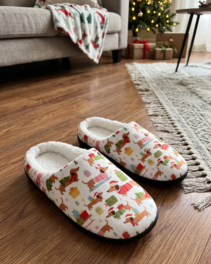 Christmas Dachshund Flat Scuff Slipper
