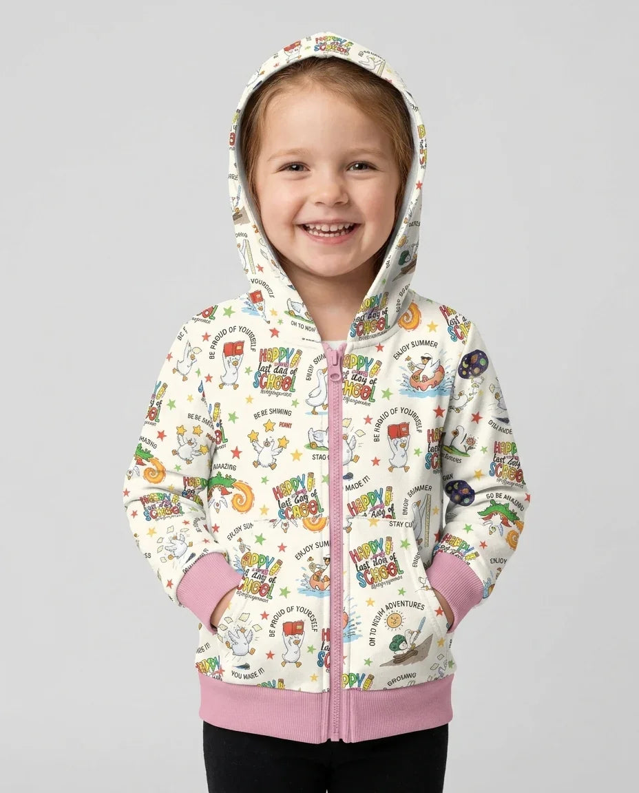 Silly Goose Happy Last Day of School Bambus-Kapuzenjacke mit Reißverschluss