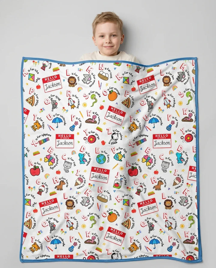 Custom Name Hello School ABCs Bamboo Blanket