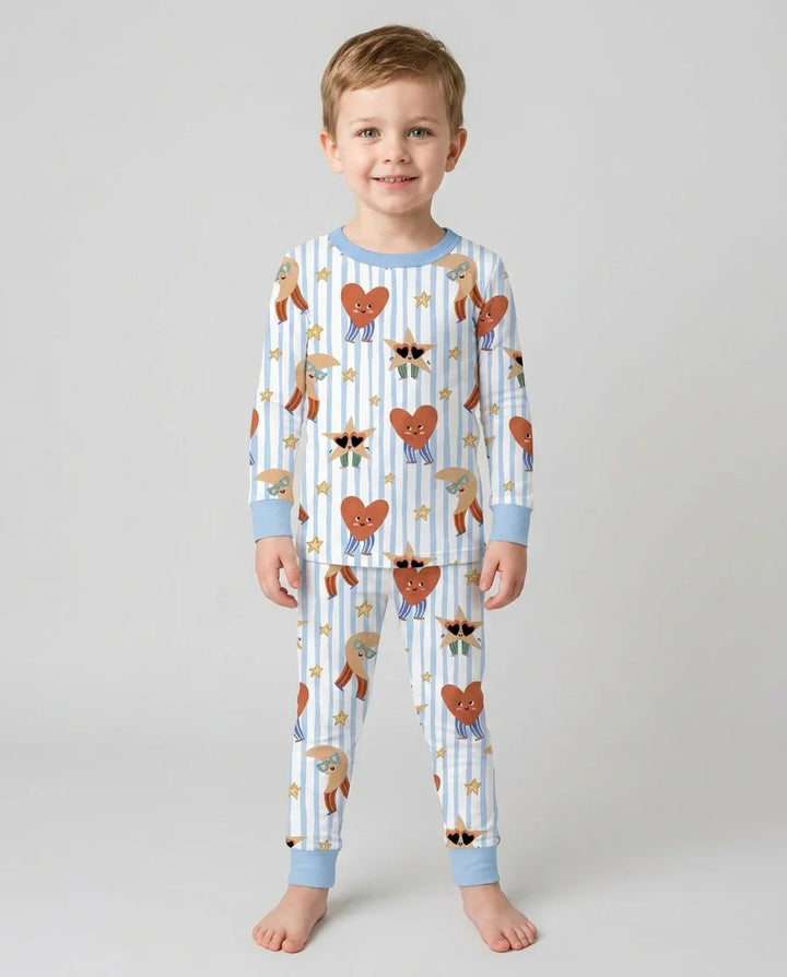 Zweiteiliges Langarm-Pyjama-Set mit Sommerfrüchten