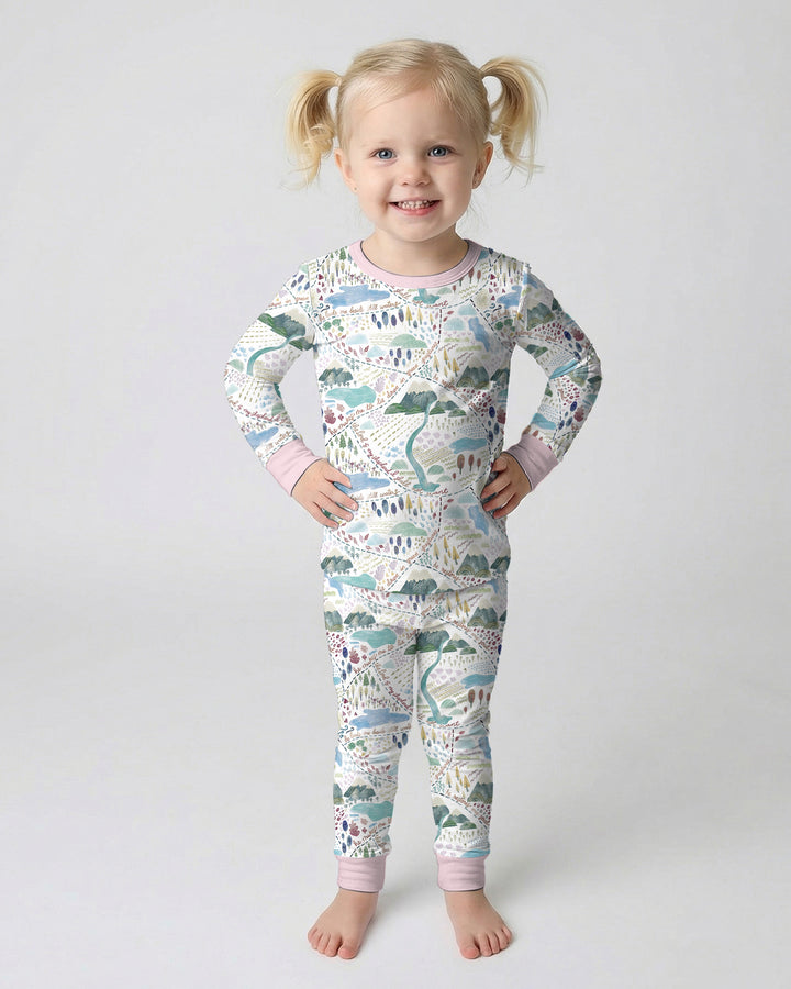 Zweiteiliges Langarm-Pyjama-Set mit Sommerfrüchten