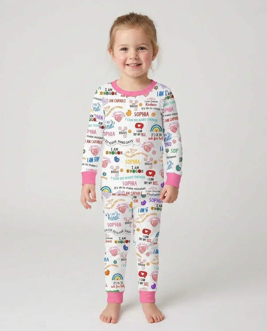 Zweiteiliges Langarm-Pyjama-Set mit Sommerfrüchten