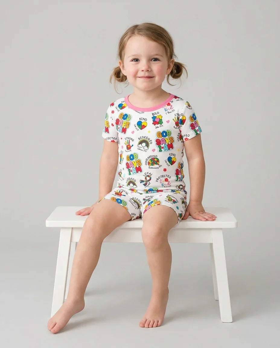 Template Zweiteiliges Pyjama-Set mit kurzen Ärmeln und Shorts
