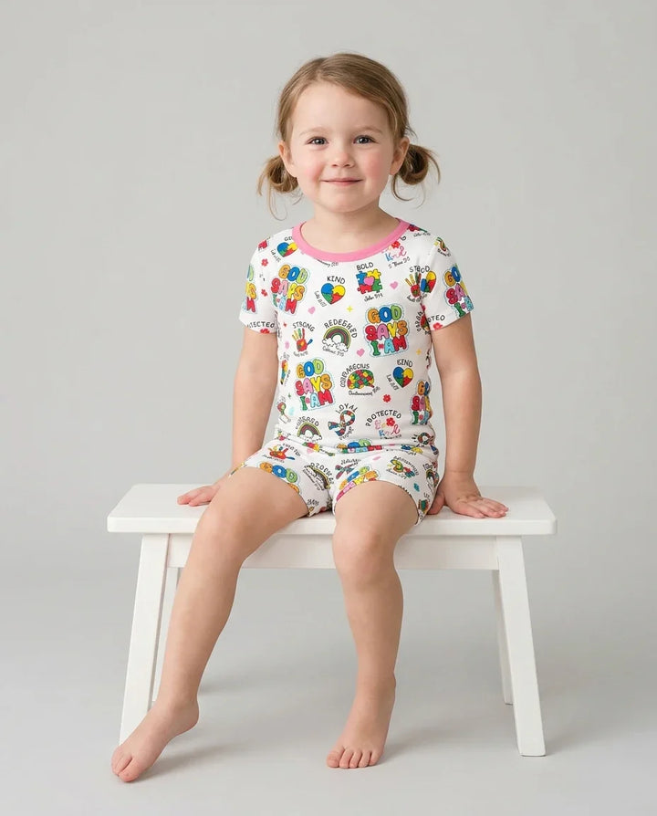 Template Zweiteiliges Pyjama-Set mit kurzen Ärmeln und Shorts