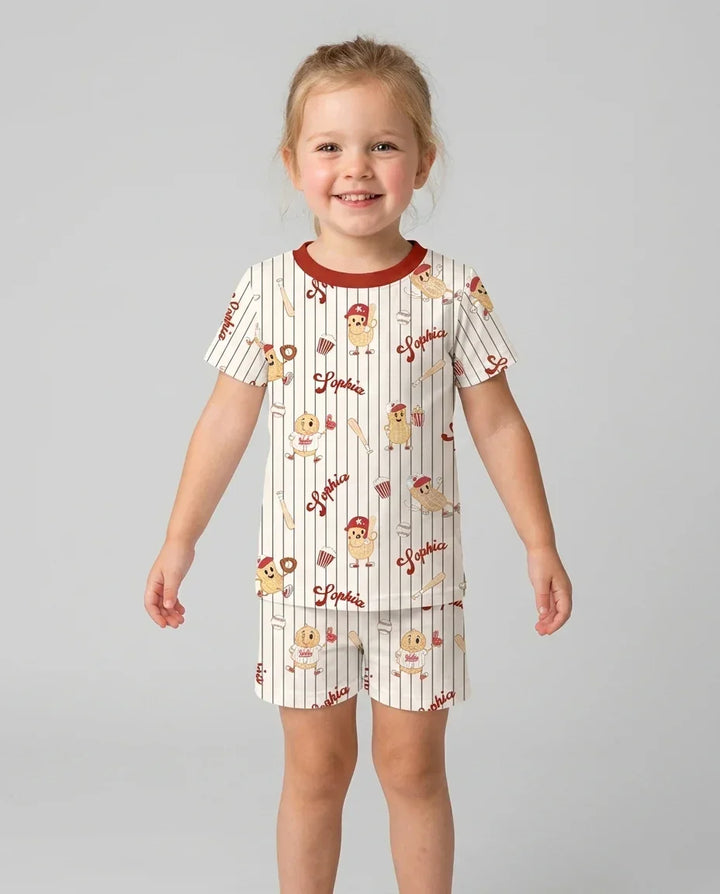 Zweiteiliges Pyjama-Set mit kurzen Ärmeln und Shorts im Sommer-Design