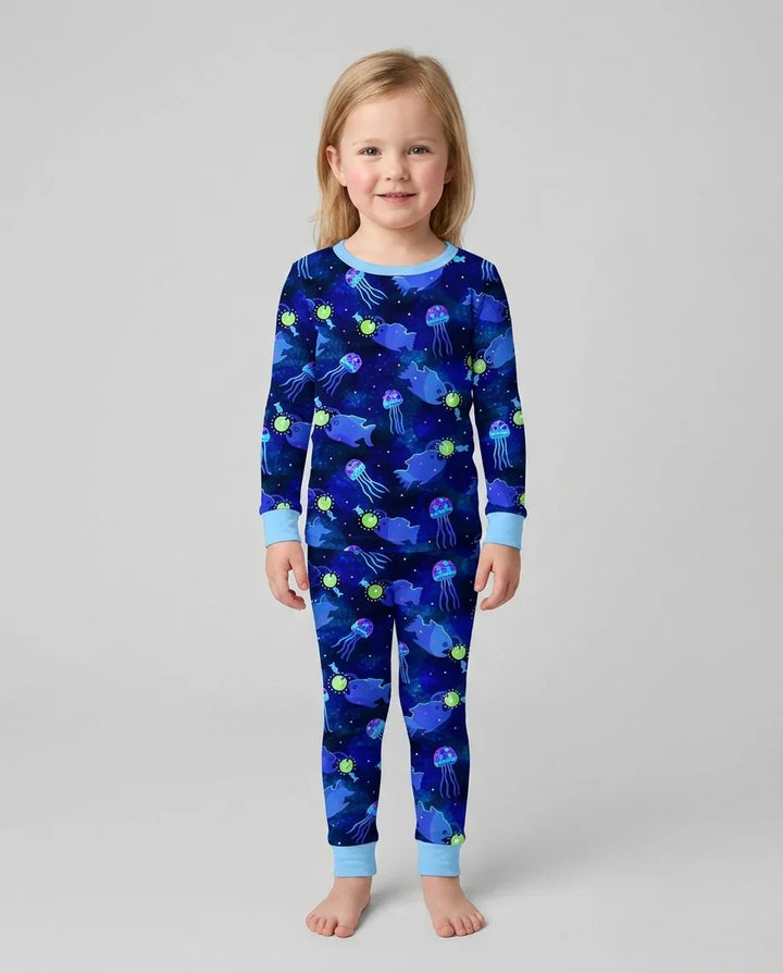 Zweiteiliges Langarm-Pyjama-Set mit Sommerfrüchten