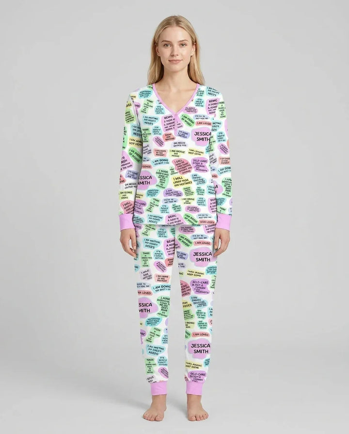 Mom & Baby Tägliche Affirmation Pyjama-Set für Damen aus Bambus