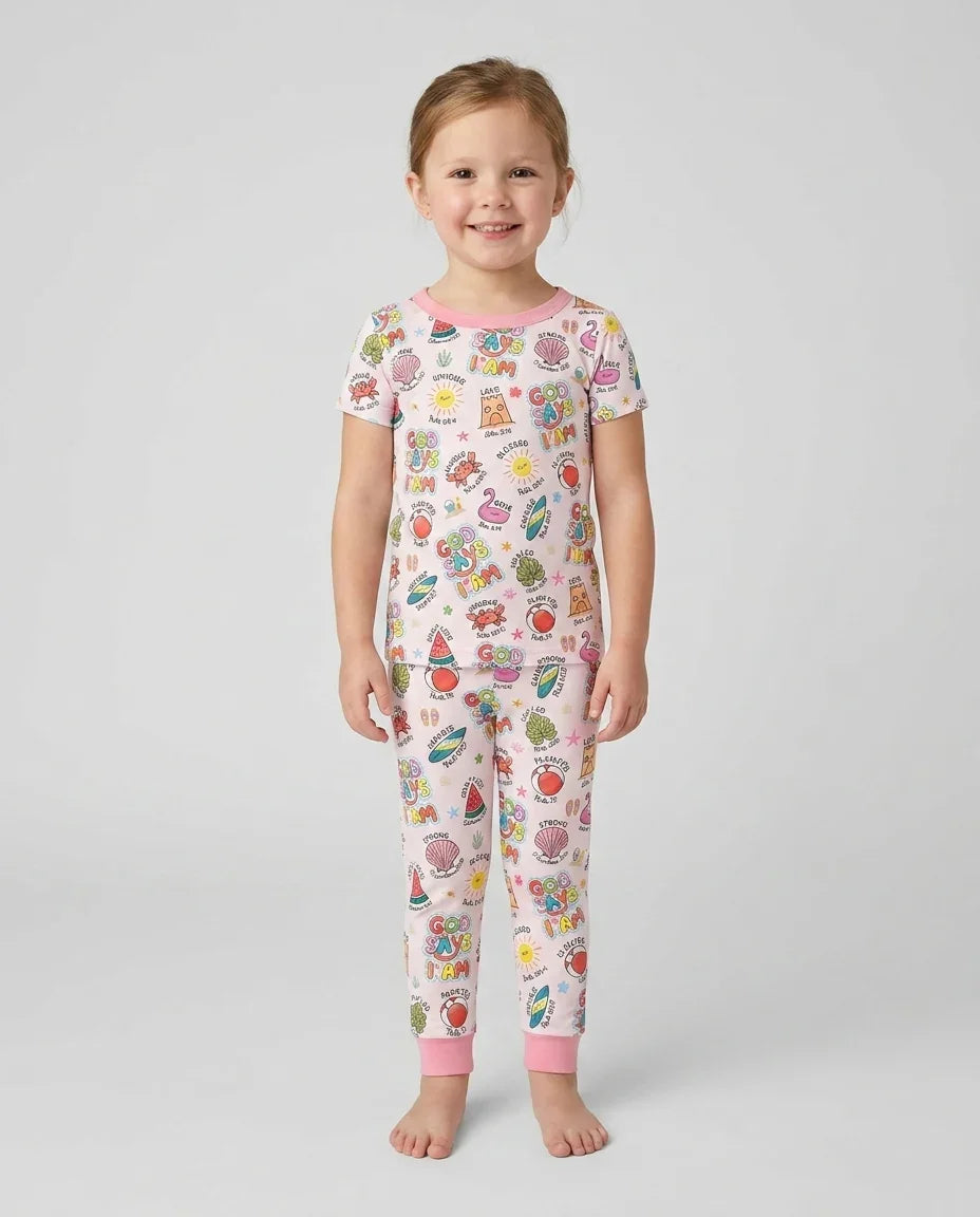 Zweiteiliges, kurzärmliges Pyjama-Set mit Marienkäfern