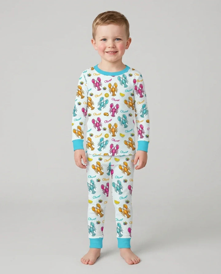 Zweiteiliges Langarm-Pyjama-Set mit Sommerfrüchten