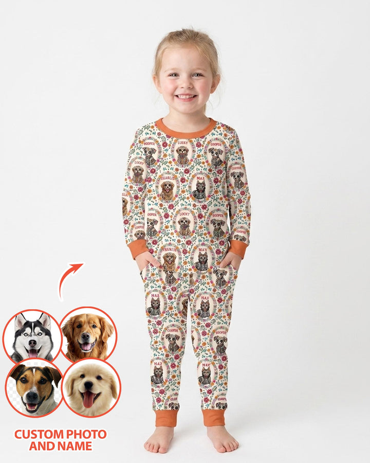 Hispanic Floral Dog Bamboo Two Piece Long Sleeve Pajama Set