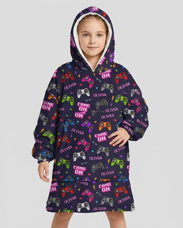 Custom Name Game On Family Matching Bamboo Blanket Hoodie