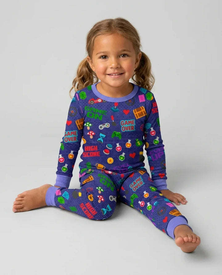 Zweiteiliges Langarm-Pyjama-Set mit Sommerfrüchten