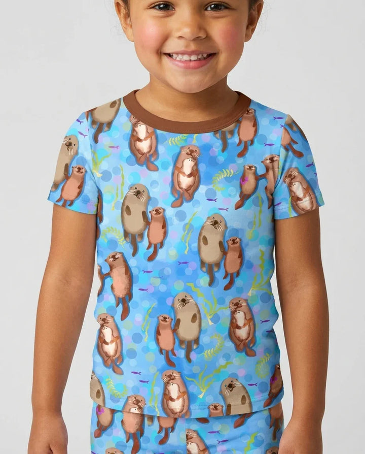 Template Zweiteiliges Pyjama-Set mit kurzen Ärmeln und Shorts