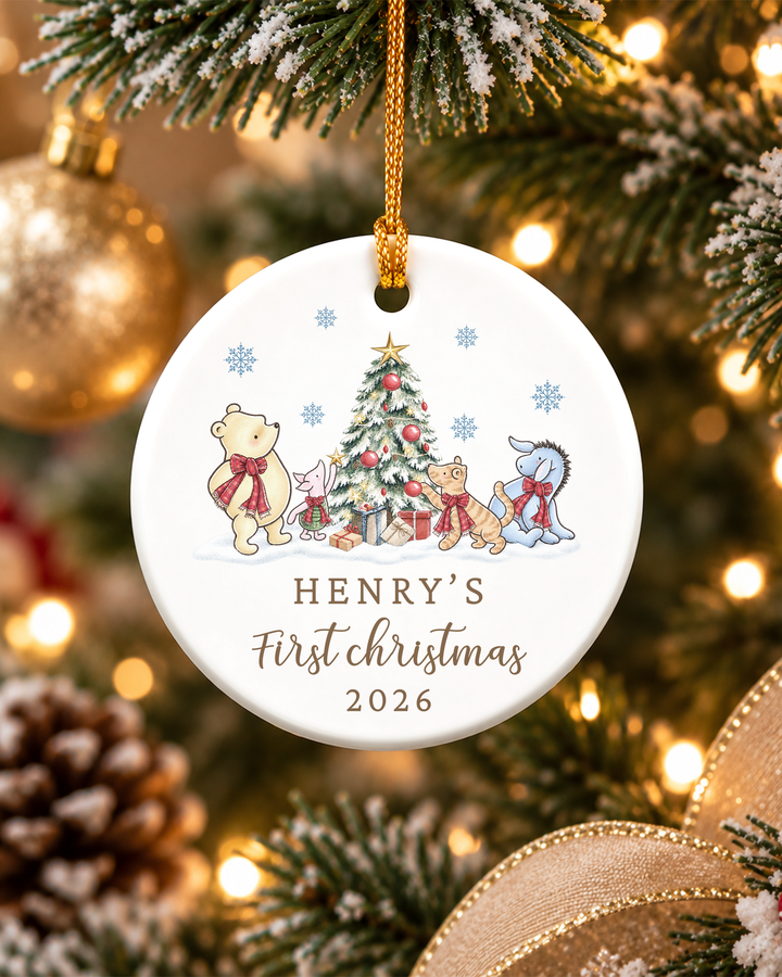 1st Christmas Classic Bear- Personalized Ceramic Ornament