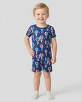 Patriotic Pups in Hot Air Balloons Family Matching Bamboo Two Piece Short Sleeve Shorts Pajama Set