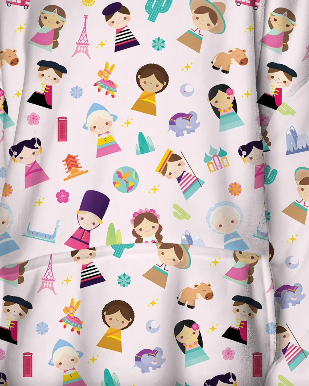 Tiny Friends Around the World Tragbarer Bambus-Deckenhoodie