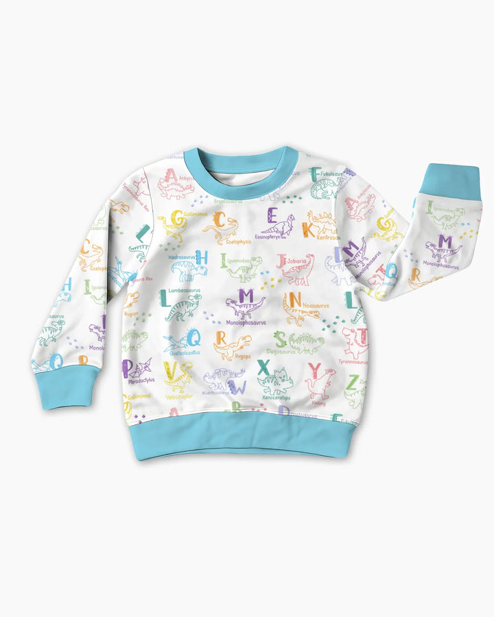 Dino-Alphabet ABC-Bambus-Rundhals-Sweatshirt