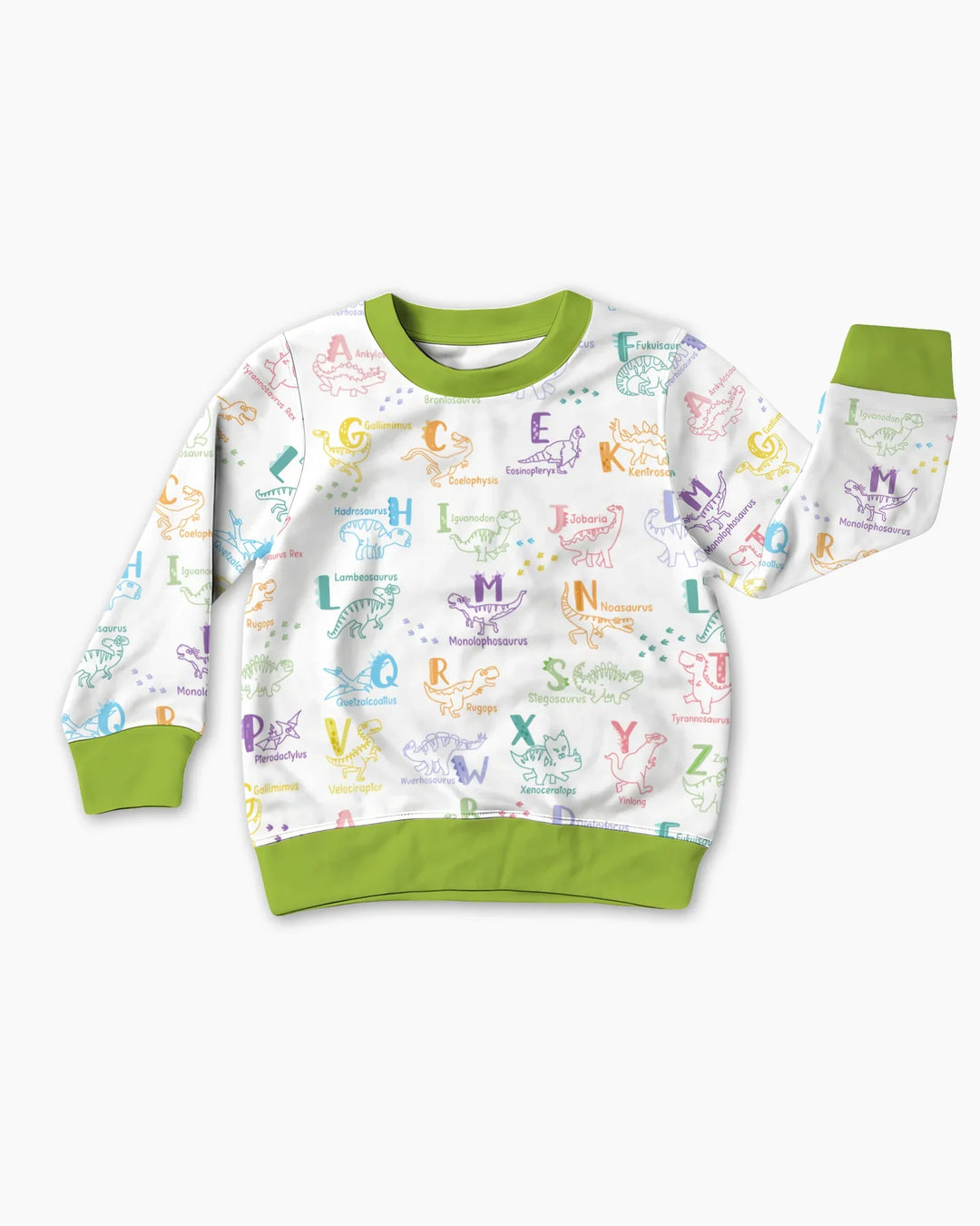 Dino-Alphabet ABC-Bambus-Rundhals-Sweatshirt