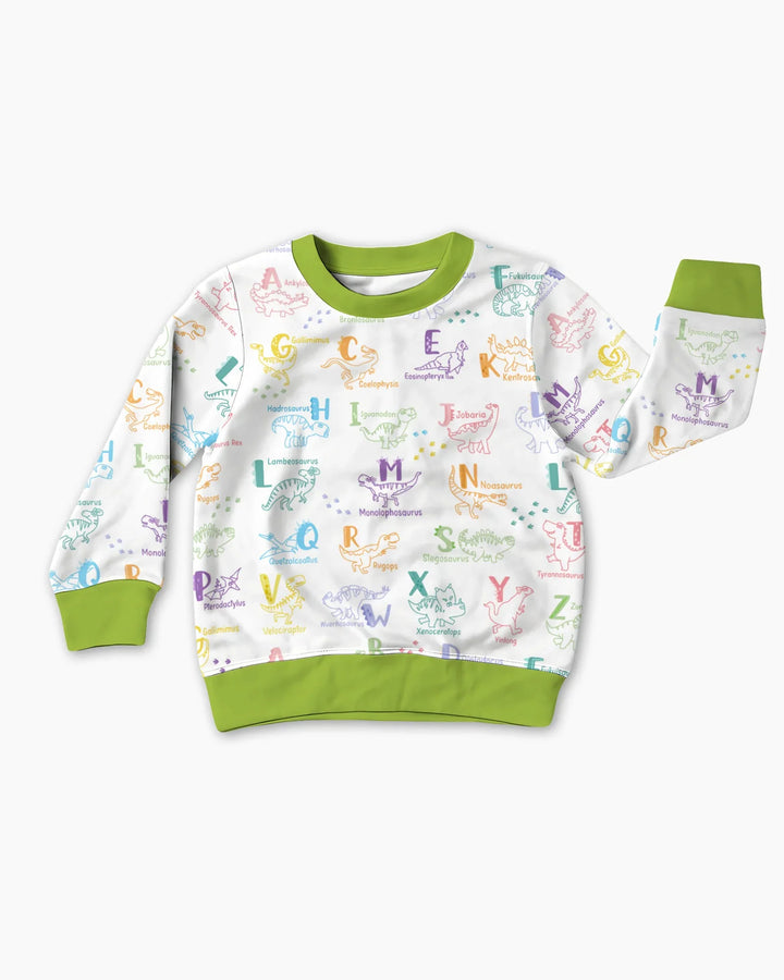 Dino-Alphabet ABC-Bambus-Rundhals-Sweatshirt