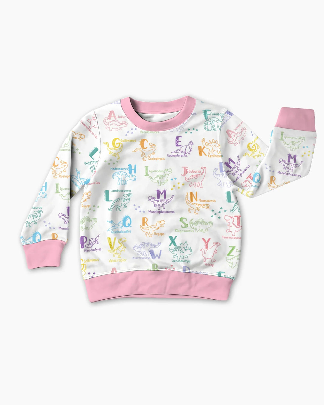 Dino-Alphabet ABC-Bambus-Rundhals-Sweatshirt
