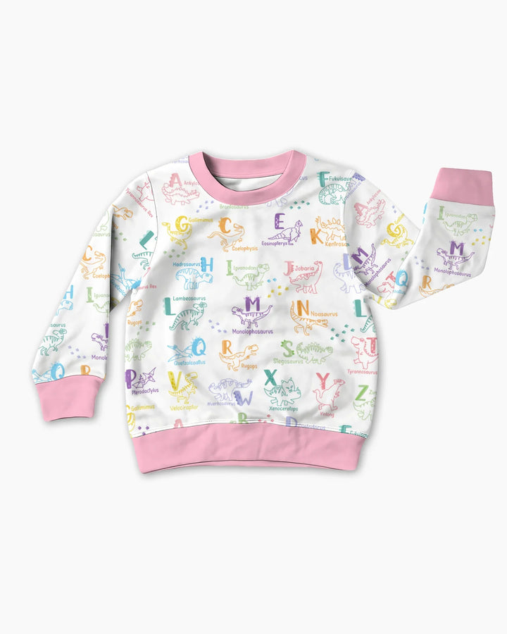 Dino-Alphabet ABC-Bambus-Rundhals-Sweatshirt