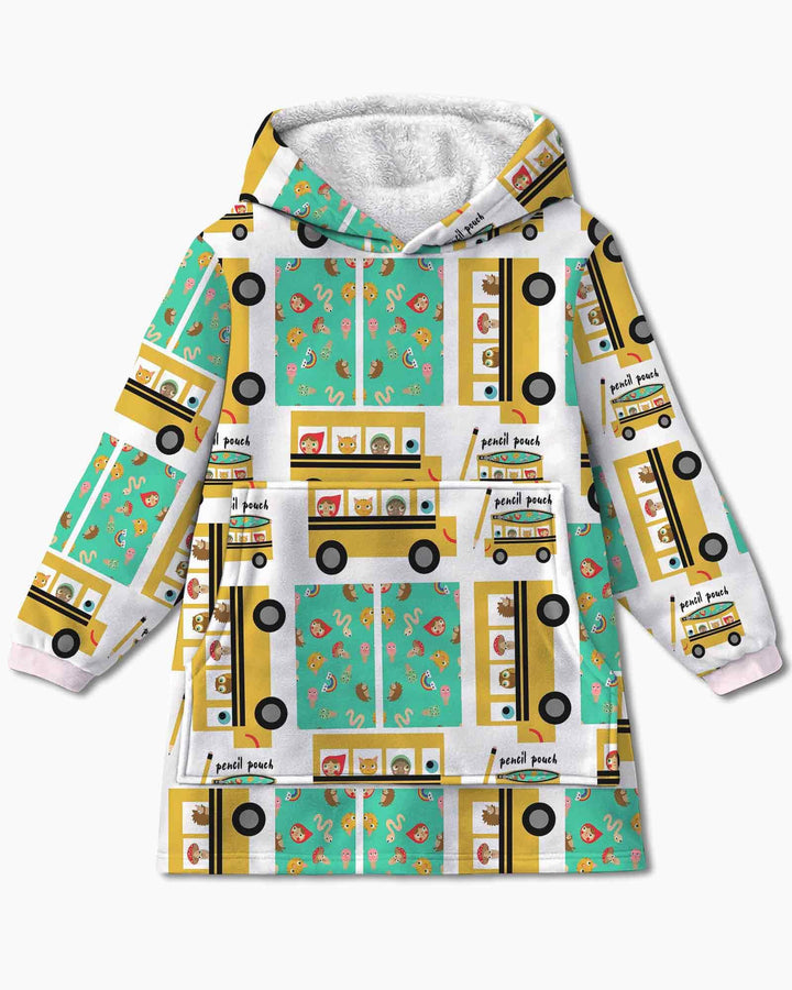 School Bus Adventures Bamboo Blanket Hoodie
