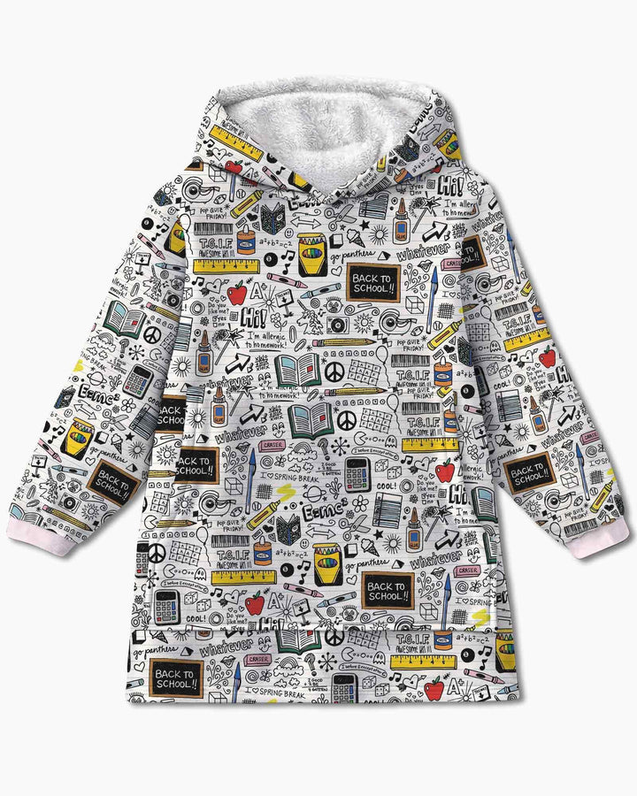 School Days Doodles Bamboo Blanket Hoodie