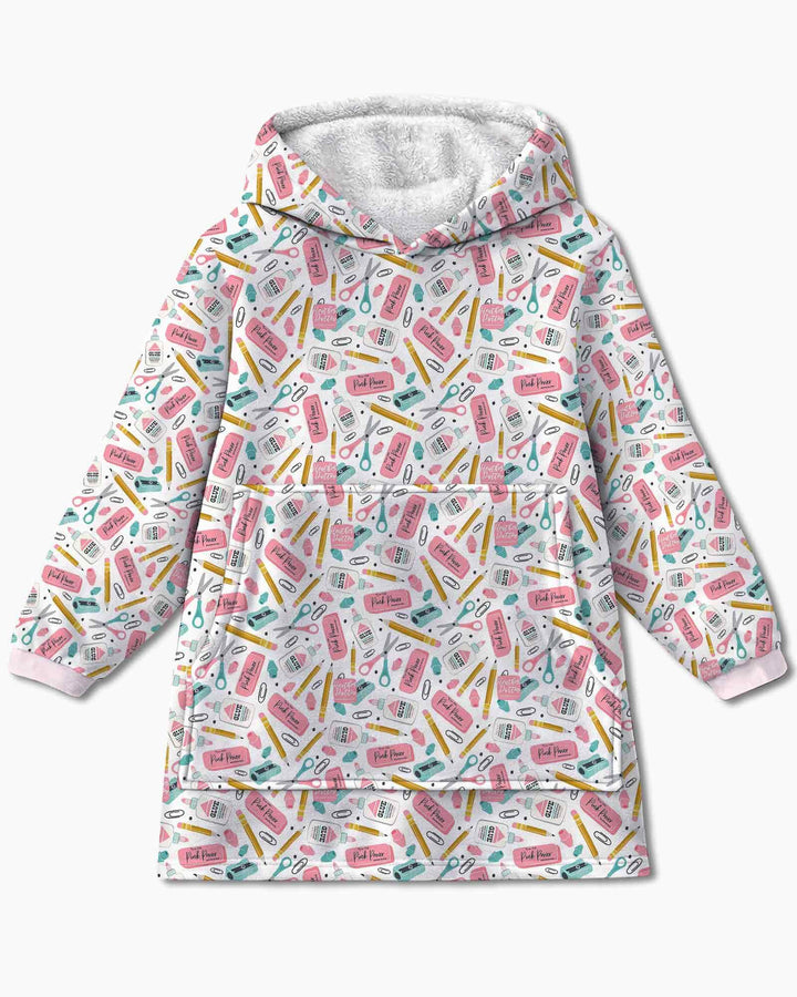 Pink Power School Supplies Bamboo Blanket Hoodie